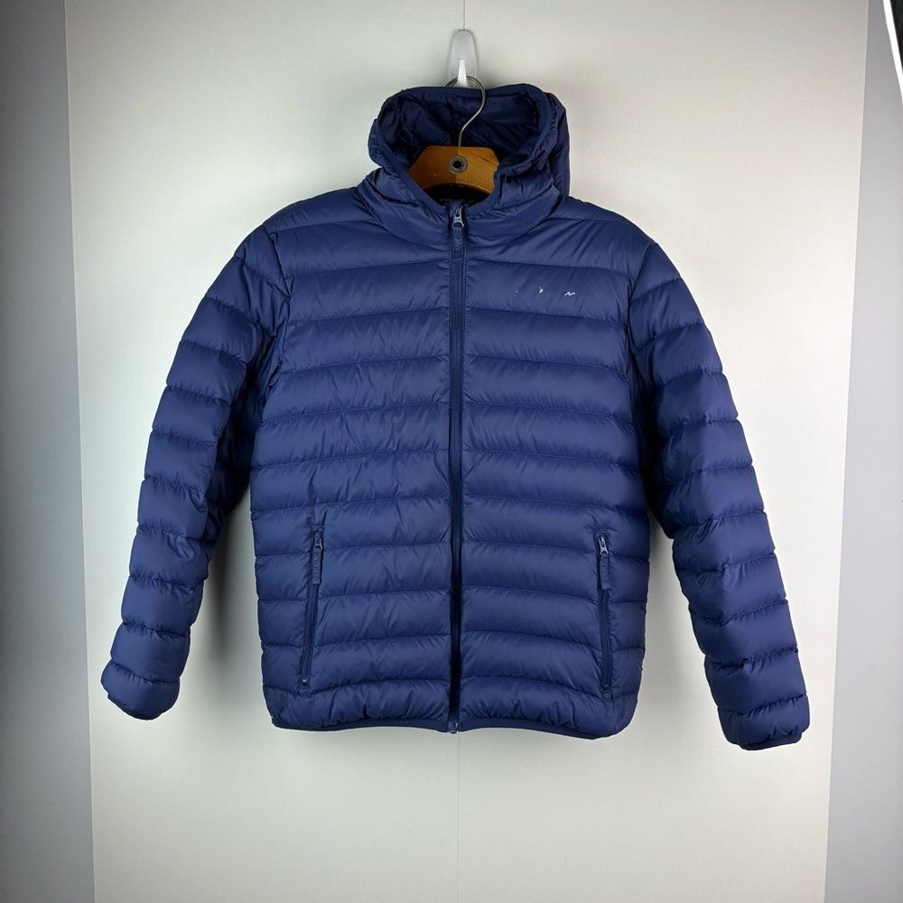 Eddie Bauer Kids Navy Cirruslite Down Puffy Jacket Hooded Full Zip Size Large